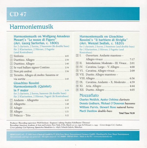 [CD/Sony]ロッシーニ:モーツァルトの歌劇「フィガロの結婚」によるハルモニームジーク他/モッツァフィアート 1992-1993_画像2