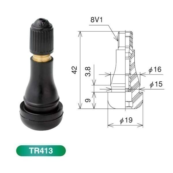 送料無料！ 格安 新品 太平洋工業 製 （PACIFIC) TR413 チューブレス ゴムバルブ 100個 （100個ｘ1袋）日本製【3】_画像4