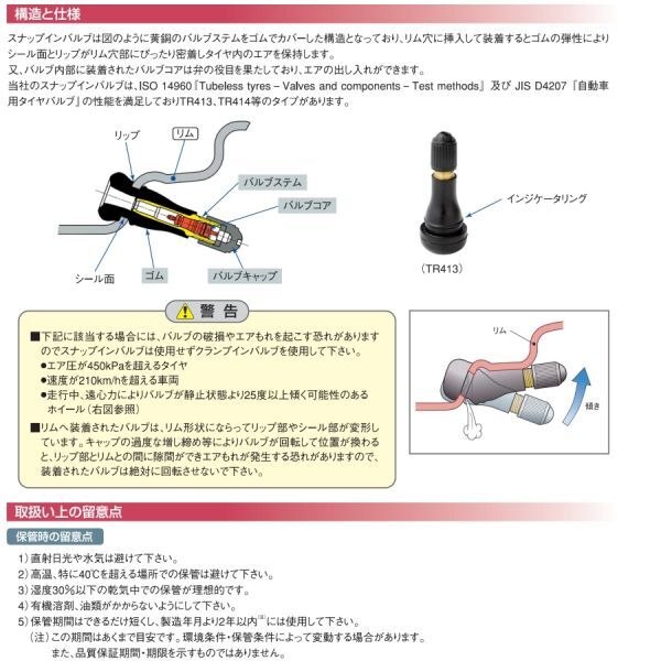 少し短い！送料無料！ 格安 新品 太平洋工業 製 （PACIFIC) TR412 ショートチューブレス ゴムバルブ 20個日本製【2】_画像5