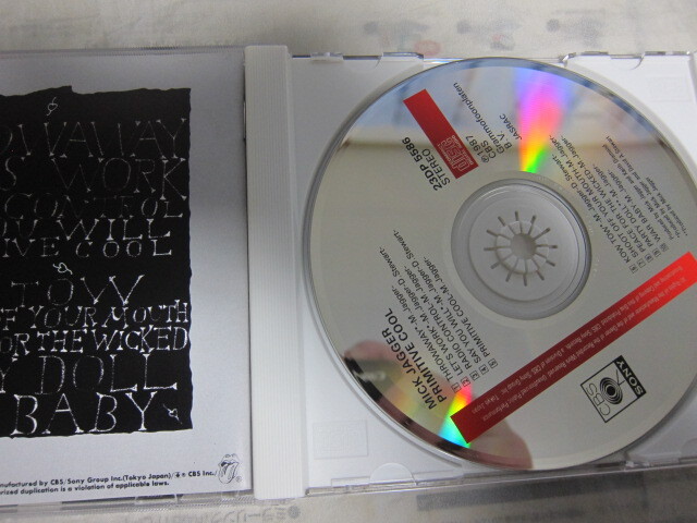 国内盤CD ビニール袋保管 美品 ミック・ジャガー PRIMITIVE COOL プリミティヴ・クール MICK JAGGER 帯付 1989 発売 CBS SONYの画像7