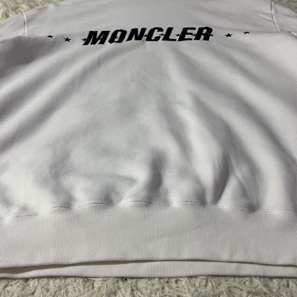 モンクレール MONCLER × フラグメント Fragment 21AW スウェット プルオーバー パーカー プリント 刺繍 ホワイト 白 星 スター 3L相当_画像6