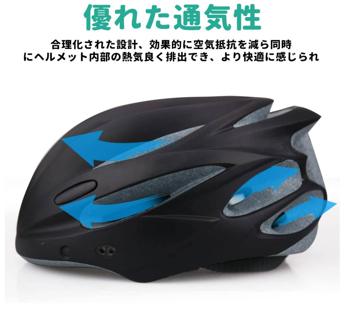 自転車 ヘルメット 大人用 CPSC/CE安全基準認証 充電式 セフティーライト付 57-62cm ゴーグル バイザー付 軽量の画像3