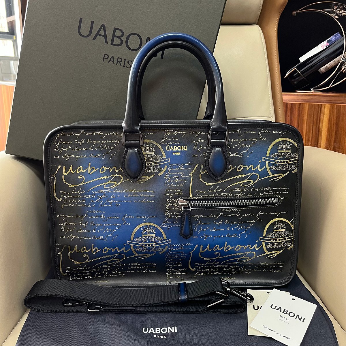  highest grade EU made reference regular price 40 ten thousand *UABONI*yuaboni* illusion. pa tea n* briefcase *EU made * business bag hand . original leather car fs gold bag UN JOUR