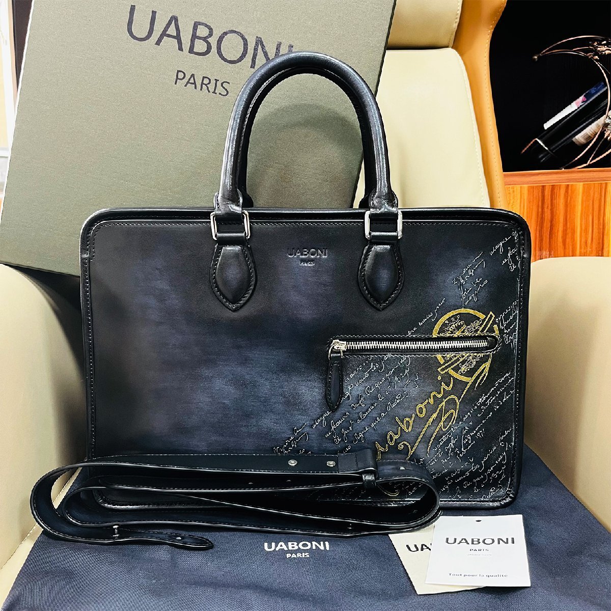 逸品EU製 定価38万◆UABONI*ユアボニ*幻のパティーヌ*ブリーフケース◆ビジネスバッグ 本革 レザー 手染 ハンドメイド 鞄 トートバッグ_画像1