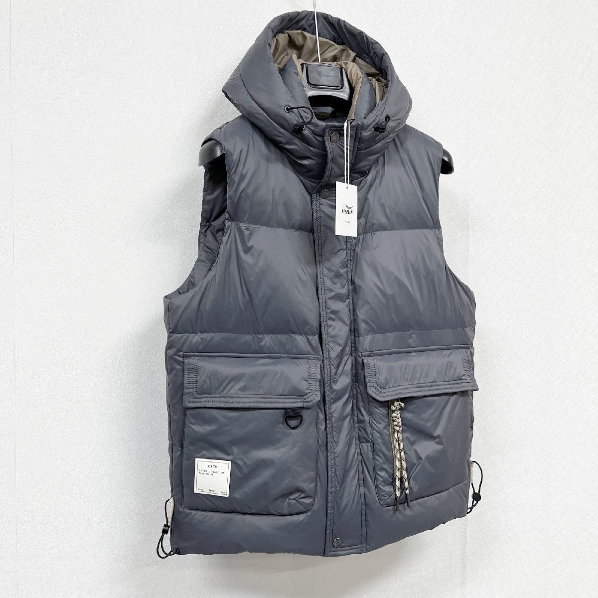  highest grade Europe made * regular price 8 ten thousand * BVLGARY a departure *RISELIN down vest light weight protection against cold measures plain with a hood . one Point casual 2XL/52 size 