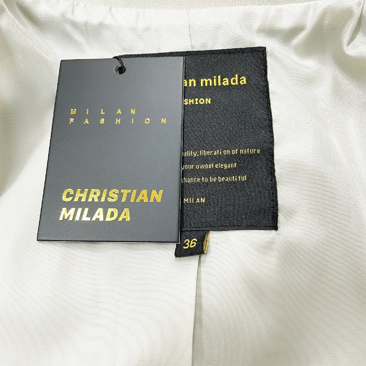 定価6万★christian milada・ミラノ発・テーラードジャケット★高級 洗練 軽量 無地 シンプル ブレザー ビジネス 通勤 レディース S/34_画像9