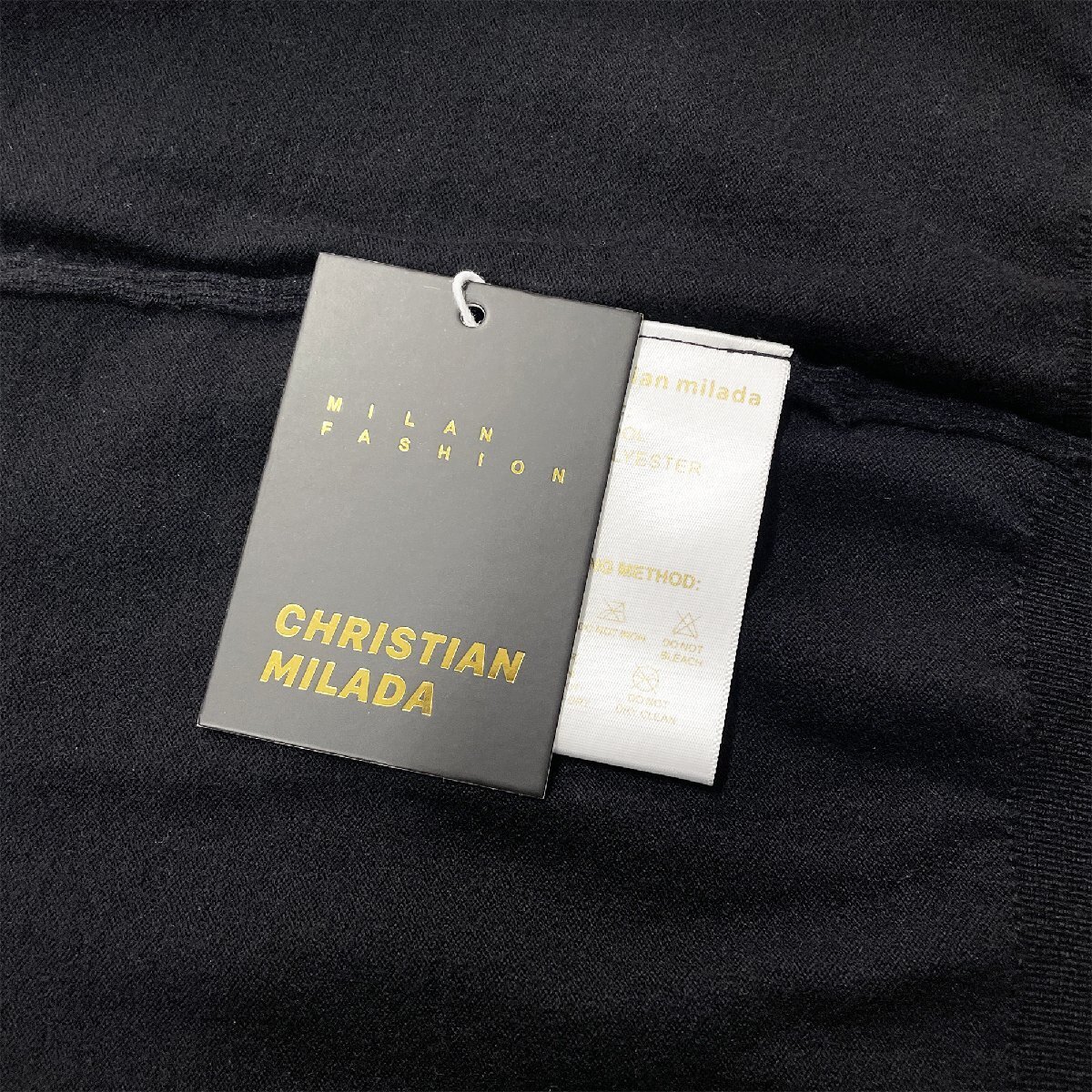 定価3万★christian milada・ミラノ発・半袖Tシャツ★高級ウール 上品 伸縮性 薄手 ソフト 招き猫 可愛い トップス 着やせ レディース M/46_画像9