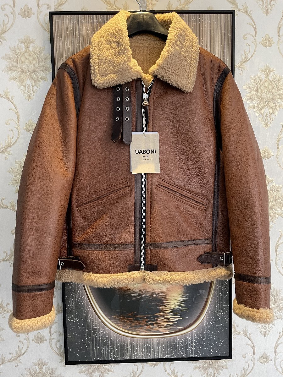  top class EU made & regular price 28 ten thousand *UABONI*Paris*boma- jacket *yuaboni* Paris departure * highest grade sheep leather USAF*TYPE B-3 mouton -ply thickness ultimate ground protection against cold L/48 size 