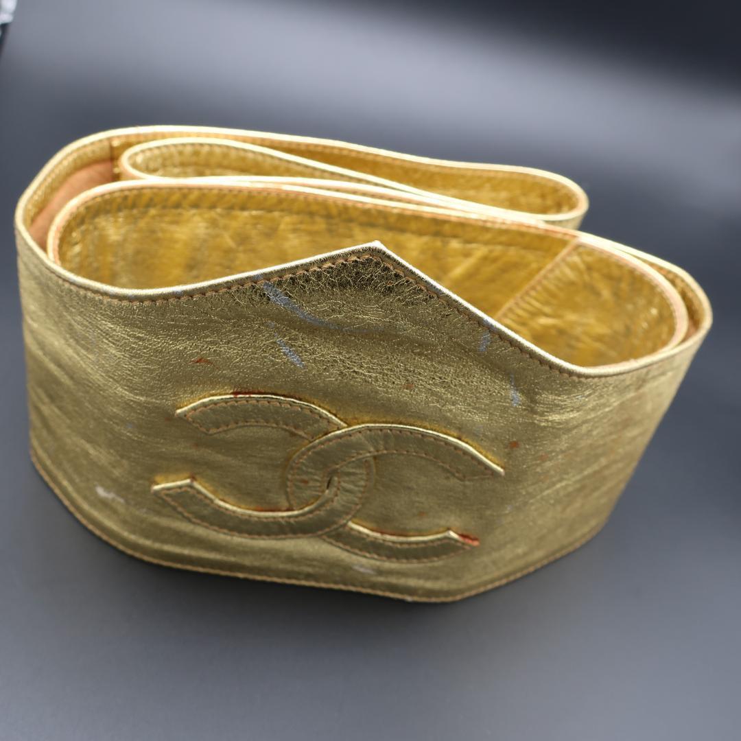 正規品 シャネル CHANEL ベルト Belt ゴールド ココマーク Coco Authentic Mint Gold Belt