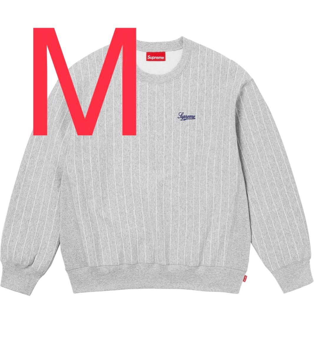 Supreme Pinstripe Crewneck Heather Grey メンズ - SS24 - JP Supreme Pinstripe Crewneck Heather Grey メンズ - SS24 - JP