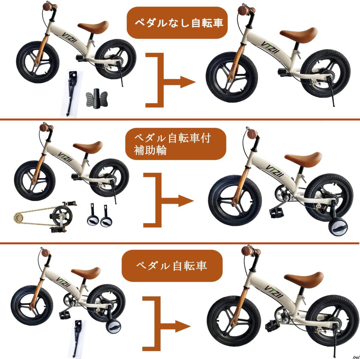 キックバイク 2-in-1, おしゃれ　プレゼント　幼児用自転車 ペダルなし自転車 子供用自転車 ペダル 補助輪_画像2