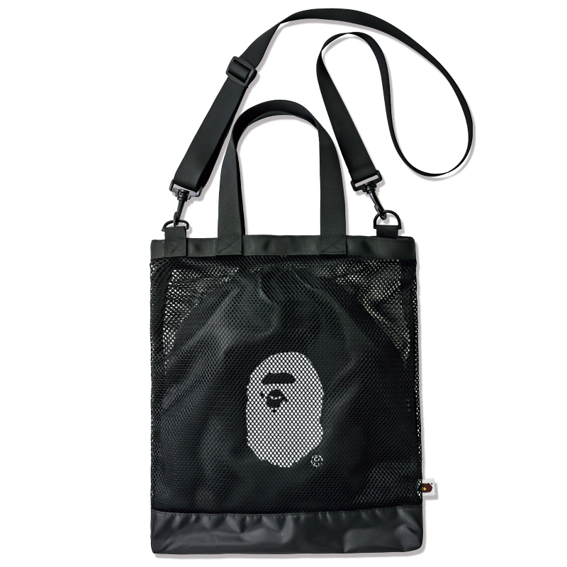 BAPE◆A BATHING APE／ブラック◆メッシュバッグ＆巾着ポーチセット◆ショルダーバッグ／付録ノベルティ_画像1