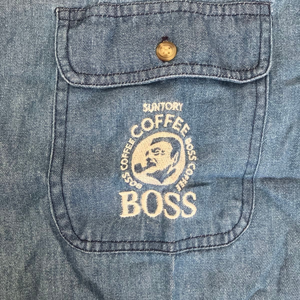 SUNTORY BOSS ボスジャン オリジナル半袖デニムシャツ BOSSジャン刺繍ロゴ 非売品