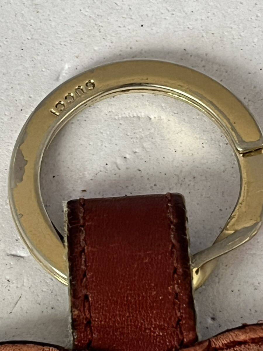 1円スタート GUCCI グッチ キーホルダー ハート レザー キーリング 赤 レッド ゴールド _画像5