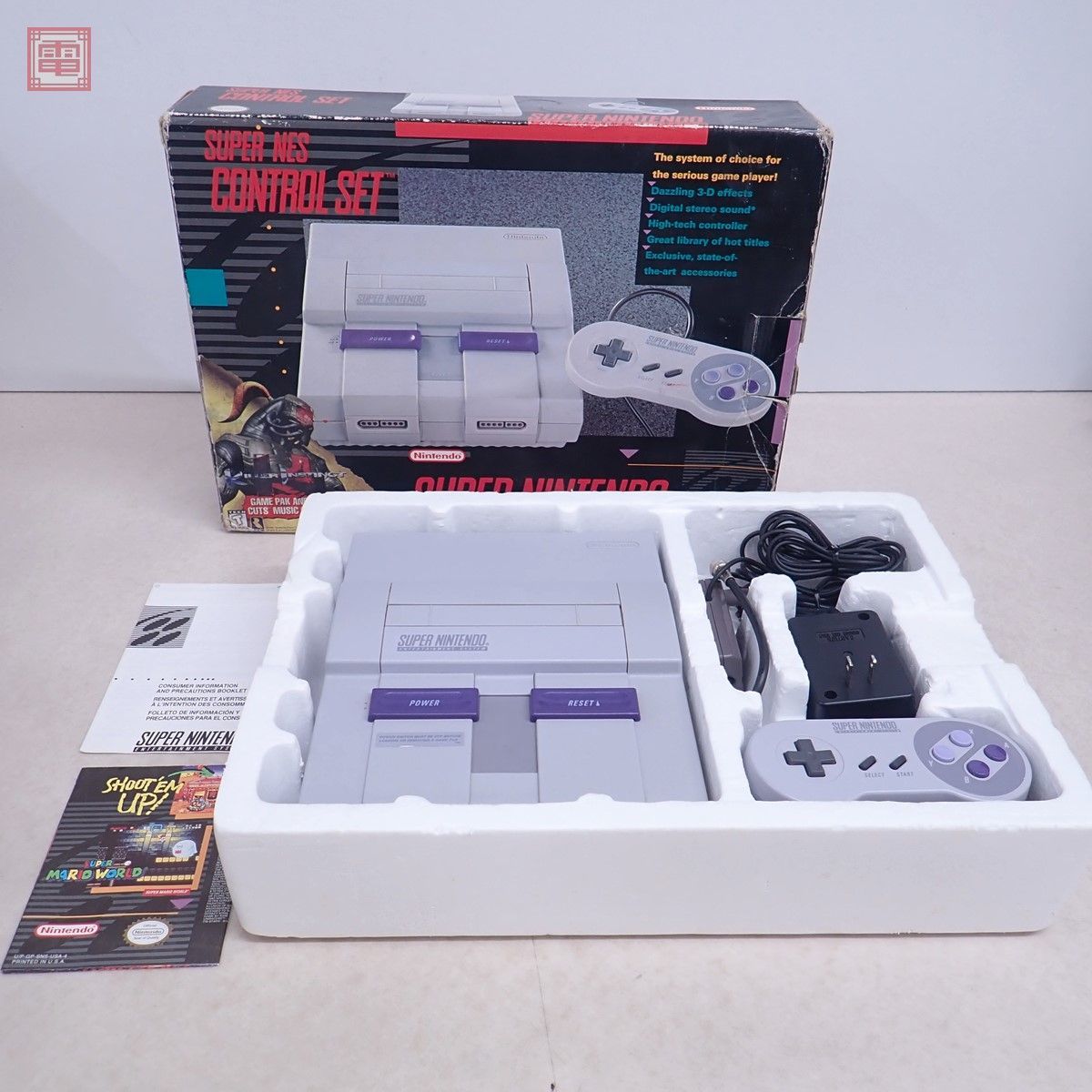 1円〜 動作品 SFC スーファミ 北米版 海外版 SUPER NES CONTROL DECK 本体 SNS-001 SNES NINTENDO ニンテンドー 任天堂 箱付【20_画像1