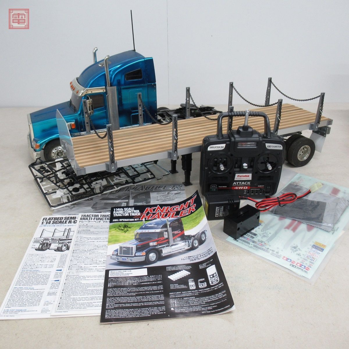 タミヤ 1/14 トレーラーヘッド・ナイトハウラー＋フラットベッド・セミトレーラー プロポ付 TAMIYA 電動RC 動作未確認 現状品【SP_画像1