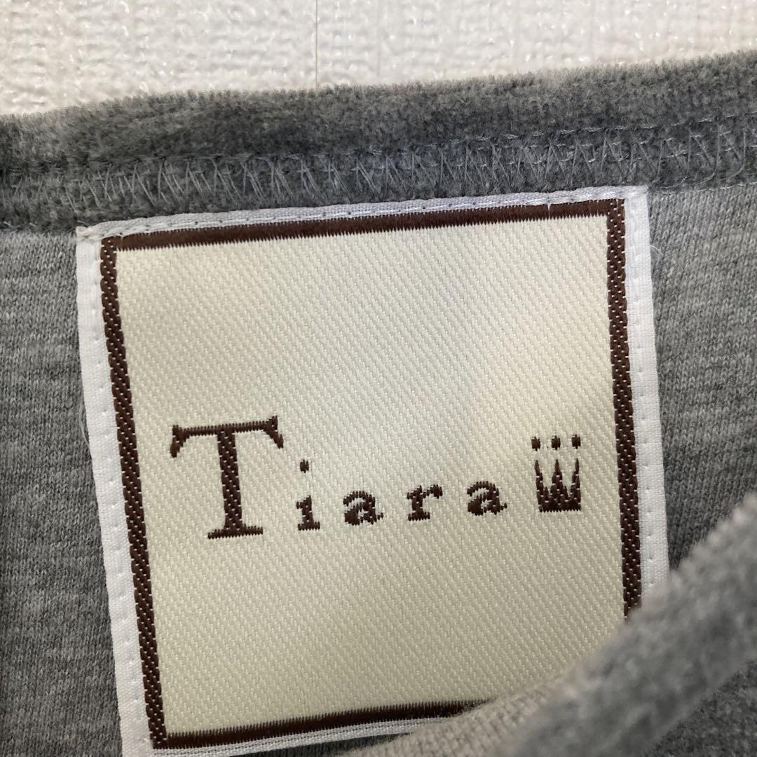 Tiara　コットンひざ丈ワンピース　ノースリーブ　グレー　裏地付き　3_画像8