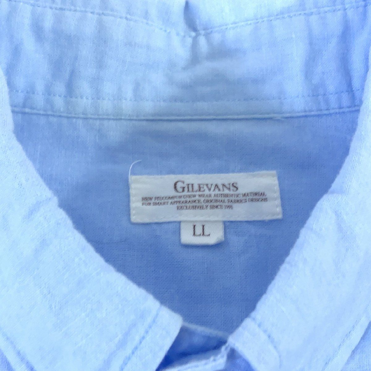 ■【GILEVANS】ジルエバンス/7分袖 麻混シャツ[L〜XL]青《中古△》/の画像3