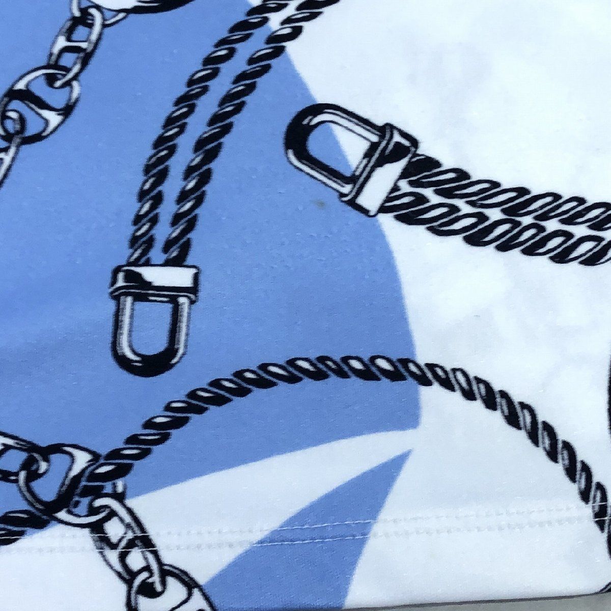 ■【VALENZA SPORTS】バレンザスポーツ/半袖 アンカー柄 マリンTシャツ[44]白×青《美品》/_画像6