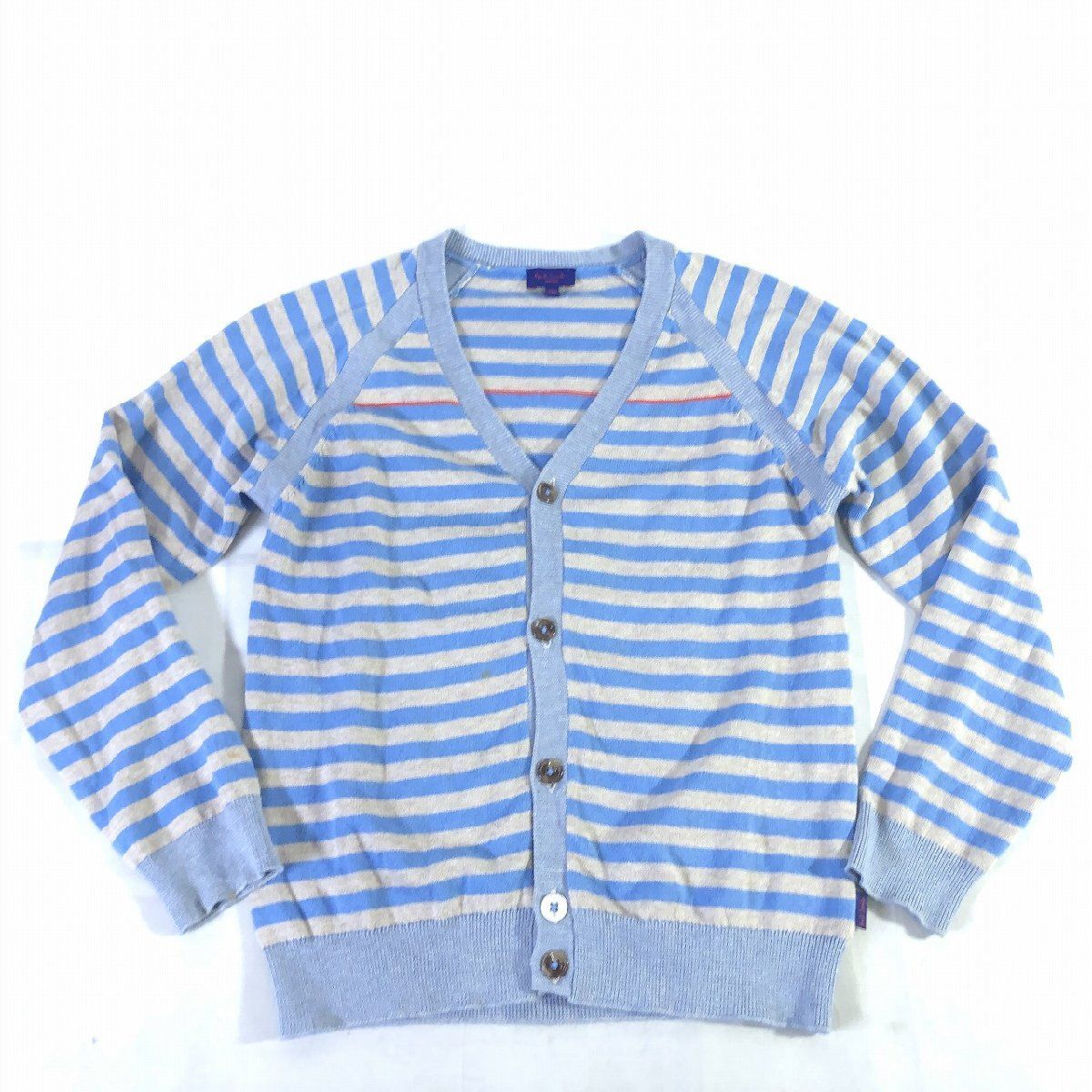 //■【Paul Smith JUNIOR】ポール スミス/ボーダー柄 カーディガン[145〜150]青×ベージュ《美品》/_画像1