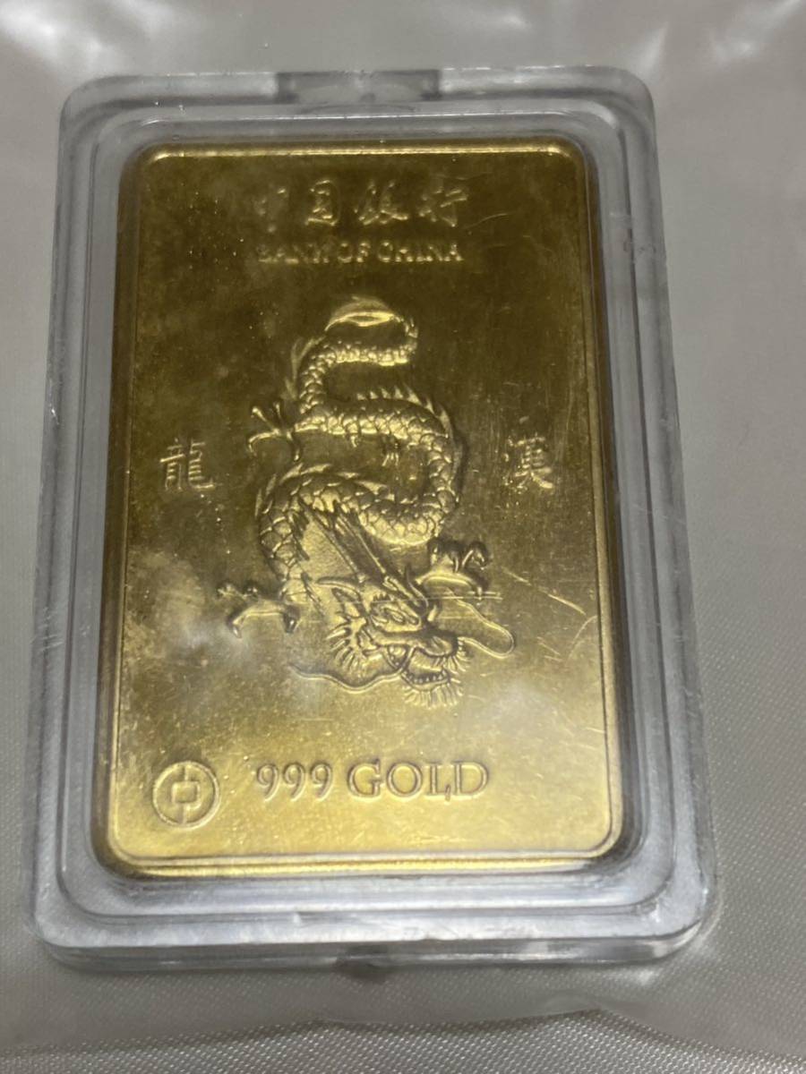 インゴット/中国銀行　bank of China 999GOLD /記念金貨コイン・金貨バー長方形 28.7g 24kgp Gold Plated 専用ケース付き_画像1