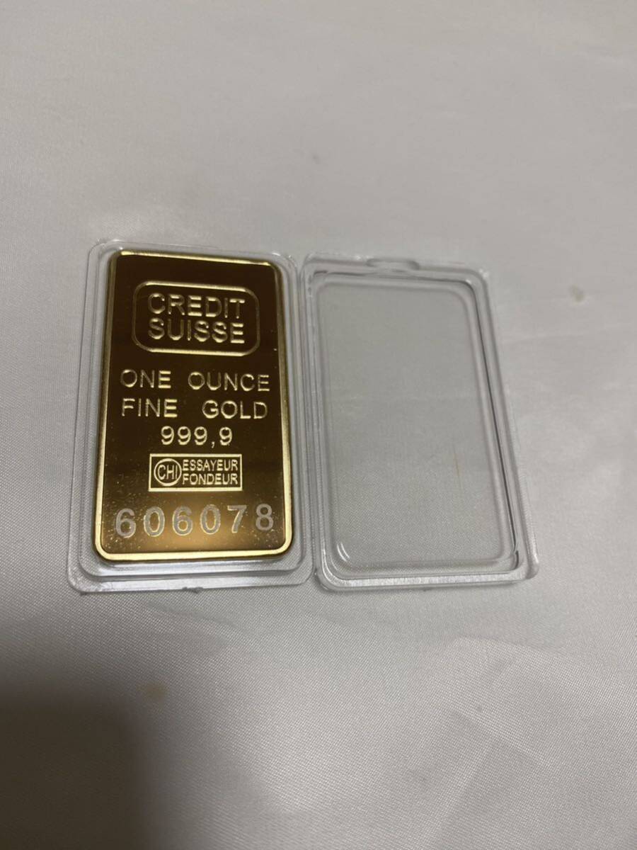 インゴット　/スイスCREDITSUISSE　/記念金貨コイン・金貨バー長方形 GOLD 31.6gシリアルナンバー入り24kgp Gold Plated 専用ケース付き_画像2