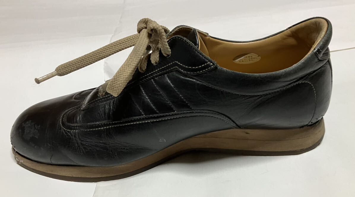 BURBERRY Burberry BU1340 черный машина f кожа спортивные туфли (25cm)USED дефект бесплатная доставка 