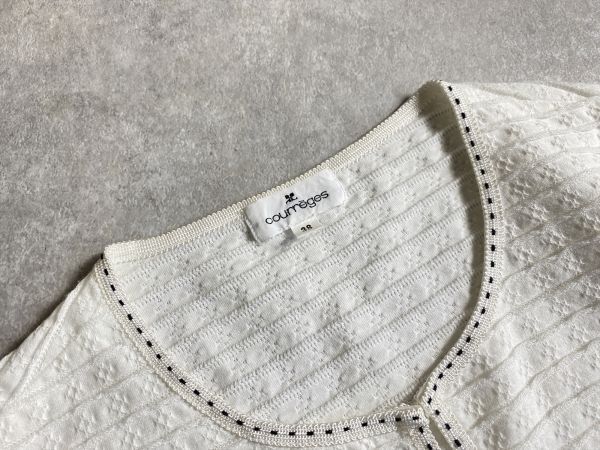  regular price 16,000 jpy *courreges* spring * solid feeling Jaguar do braided spring. beautiful white knitted cut and sewn cardigan jacket * size 38* Courreges 