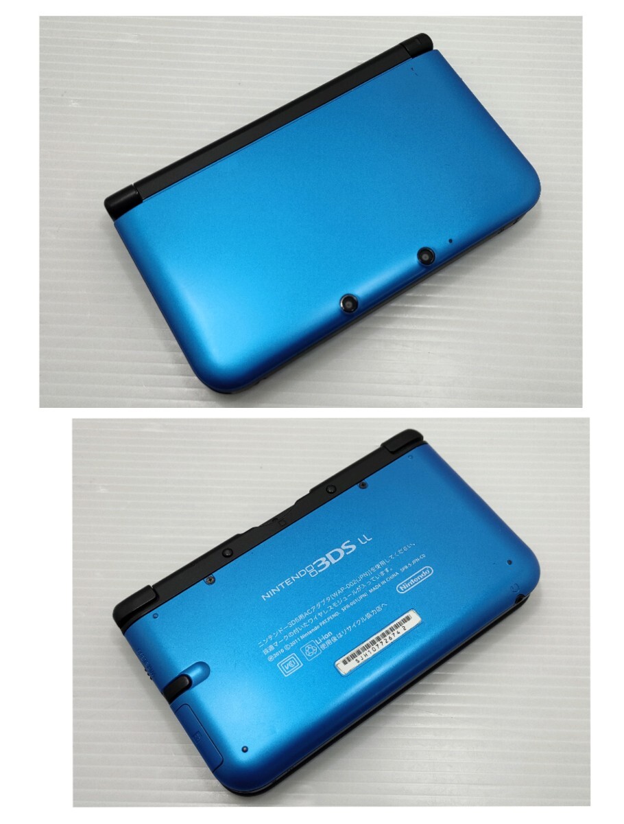 【１円スタート】内蔵ソフト３本 任天堂 ニンテンドー3DSLL ブルーXブラック 本体 充電器_画像2