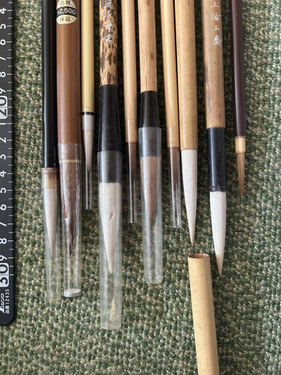  unused old writing brush China calligraphy writing brush one .. wool . heart . lake dragon .. writing . on sea industrial arts 10 pcs set / length . light . high class peace writing brush furthermore .. one .. Nara . writing .