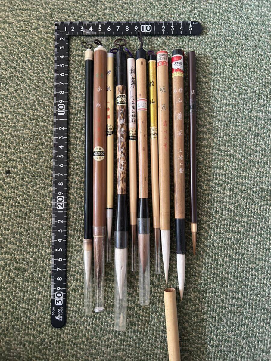  unused old writing brush China calligraphy writing brush one .. wool . heart . lake dragon .. writing . on sea industrial arts 10 pcs set / length . light . high class peace writing brush furthermore .. one .. Nara . writing .