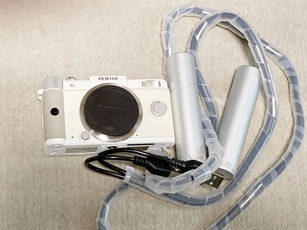 ペンタックス Q +モバイルバッテリー対応自作アダプタ+モバイルバッテリー2個