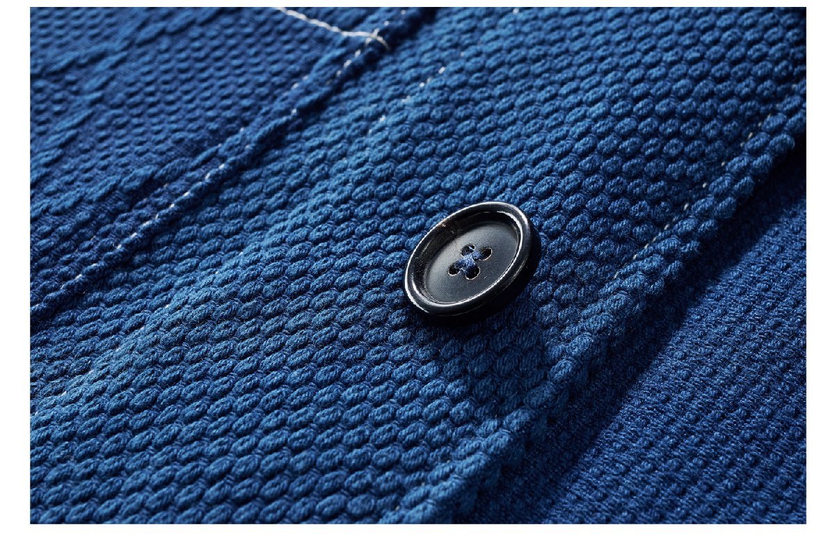 職人手作り 藍染め 刺し子 カバーオール 剣道着 19OZ 綿100% ワークジャケット sashiko indigo 上品 インディゴ ワークウェア XL_画像5