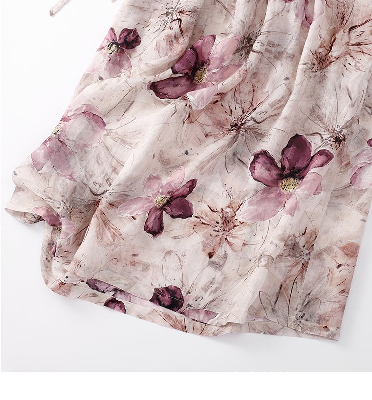大人 上品 花柄プリント綿麻ワンピース レディース ワンピース 50代 60代 ファッション 薄手 夏のお出かけに XL_画像8
