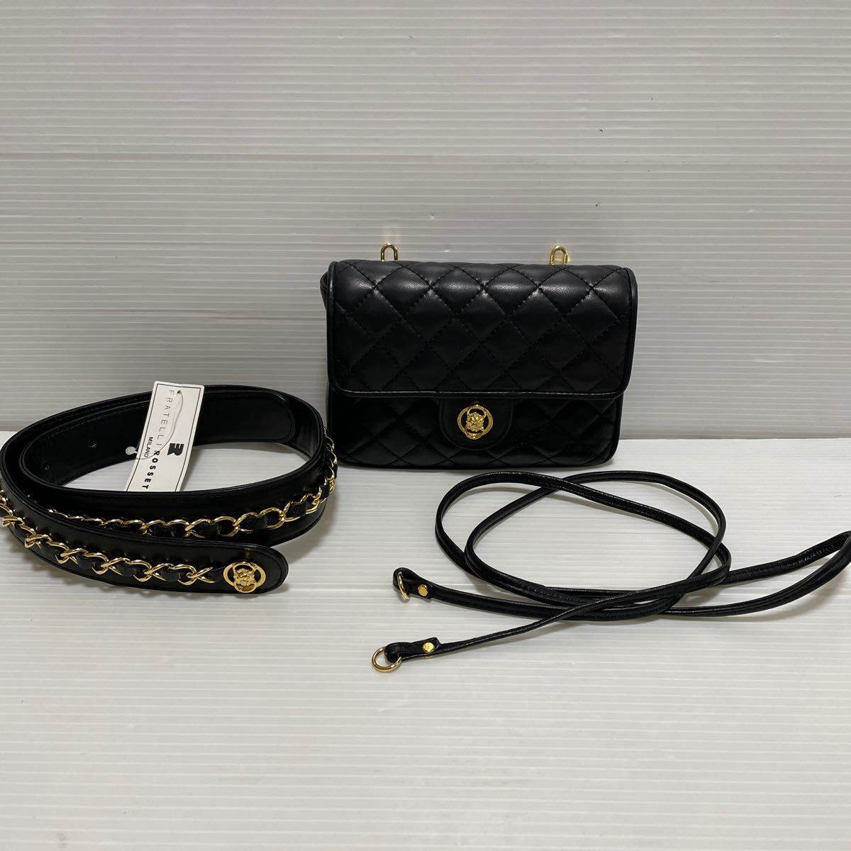  unused tag attaching FRATELLI ROSSETTI lambskin chain belt pouch shoulder bag 