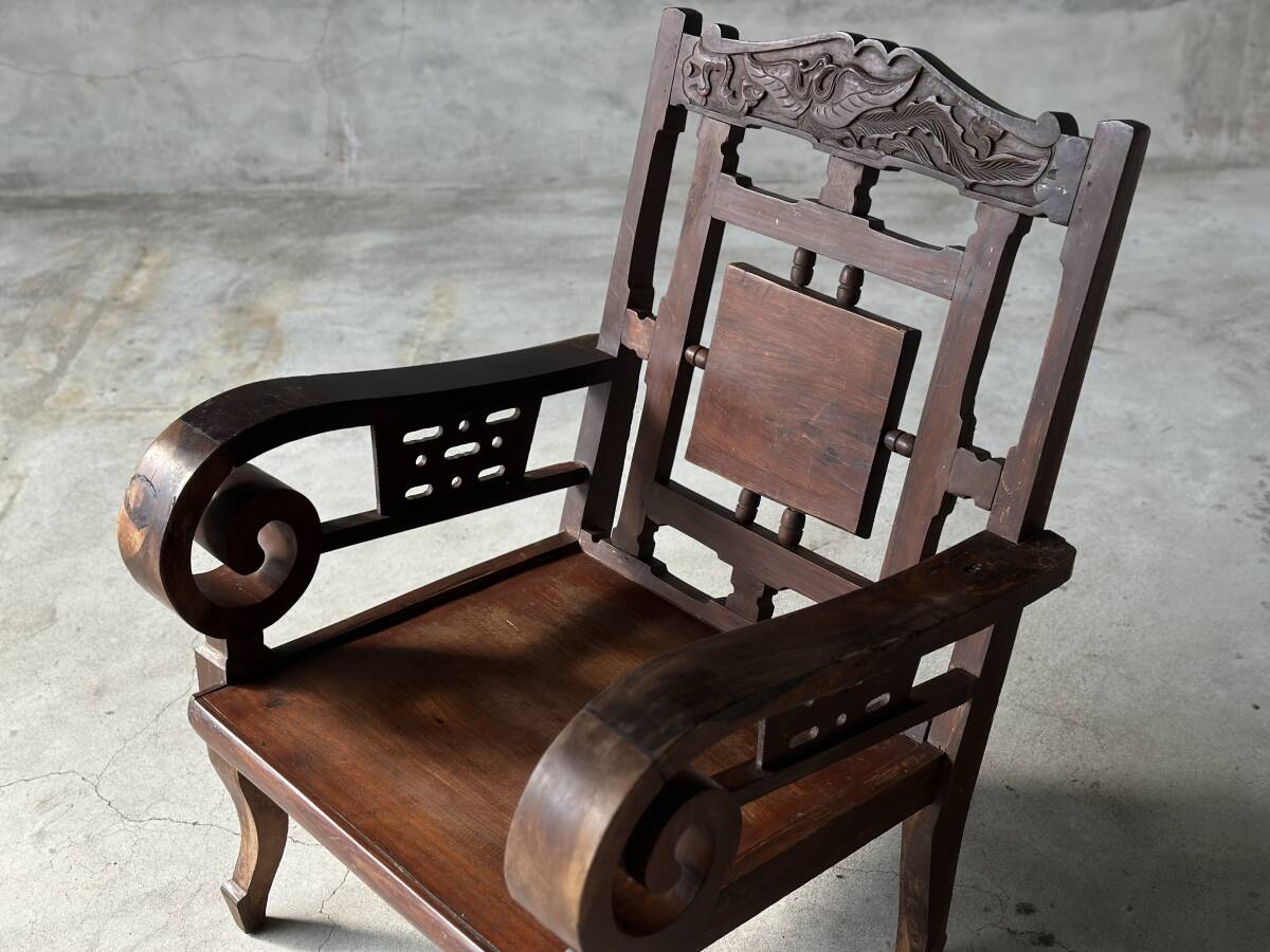 ベトナム アンティーク家具 古家具 椅子 イス ヴィンテージ家具 無垢材 古材 インテリア ディスプレイ ローチェア カフェ 木の椅子の画像5
