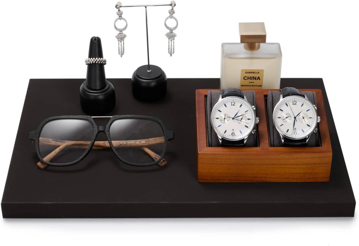 時計スタンド　保護する枕付き オフホワイト ダブル 無垢材の時計スタンド プレミアム天然木時計スタンド ディスプレイ収納を使用