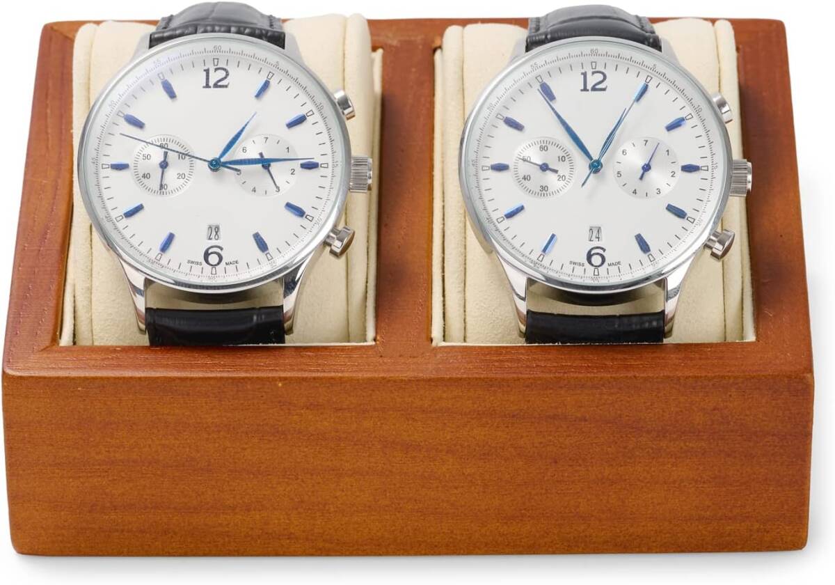 時計スタンド　保護する枕付き オフホワイト ダブル 無垢材の時計スタンド プレミアム天然木時計スタンド ディスプレイ収納を使用