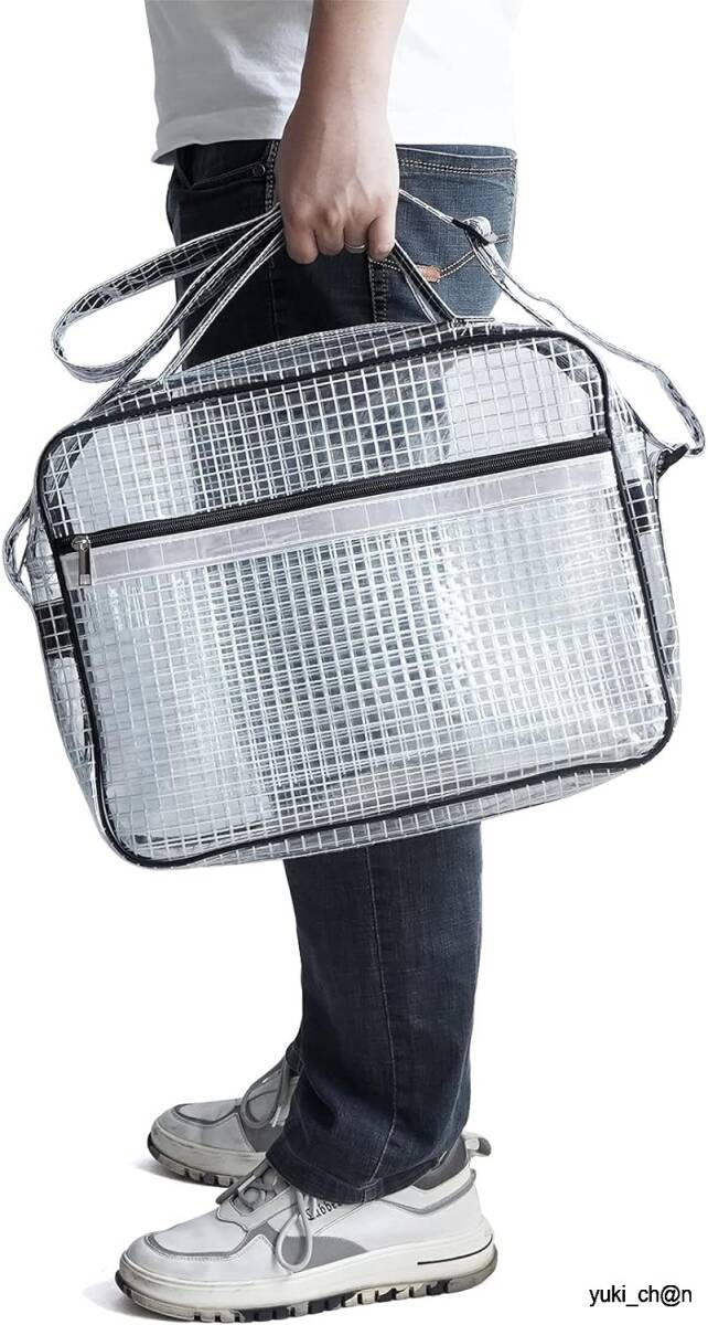 エンジニアバッグ ショルダー 2way 手持ち 取手付き 静電気防止 クリーンバッグ 透明 大きめ 手提げ 工具バッグ クリーンルーム 蛍光帯あり