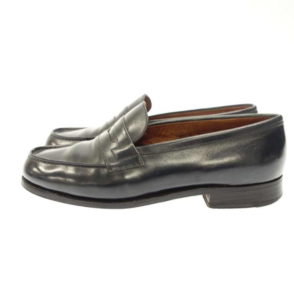  used * J M waist n leather shoes signature Loafer 180 men's navy size 4.5D J.M.WESTON[AFC41]