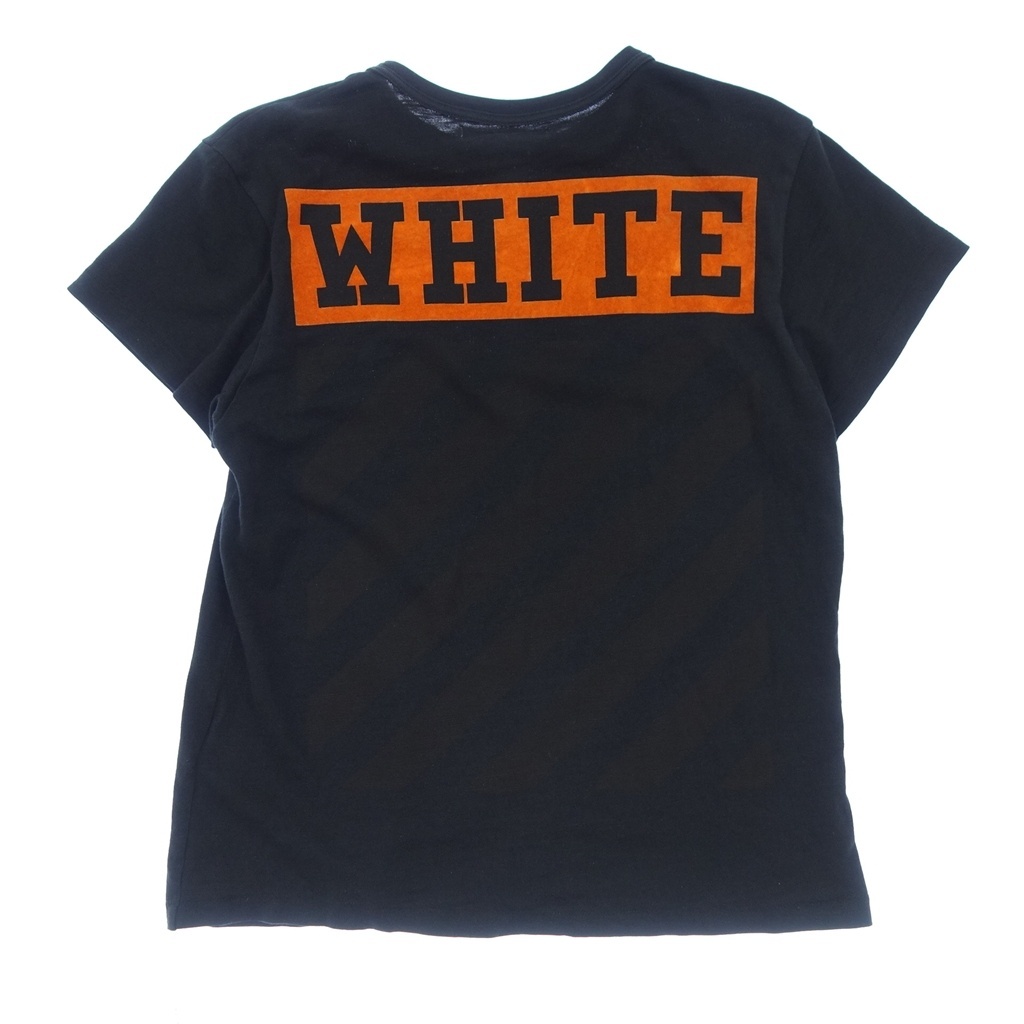 中古◆オフホワイト 半袖Tシャツ 背中ロゴプリント メンズ サイズXS ブラック OFF WHITE【AFB23】_画像3