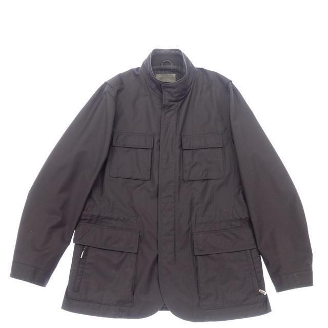 中古◆エルメネジルド ゼニア エレメンツ ハーフコート メンズ サイズ54 ネイビー＆ブラック Ermenegildo Zegna ELEMENTS【AFB28】_画像1