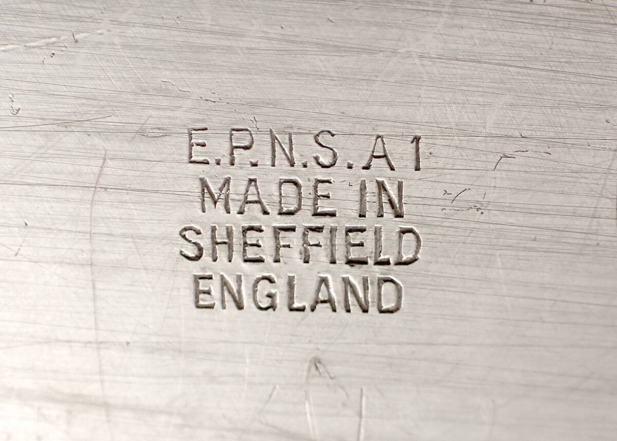 英国アンティーク Silver EPNS A1 シルバープレート テーブルトレイ ドリンクトレイ トレイ 直径35㎝ イギリス製_画像8