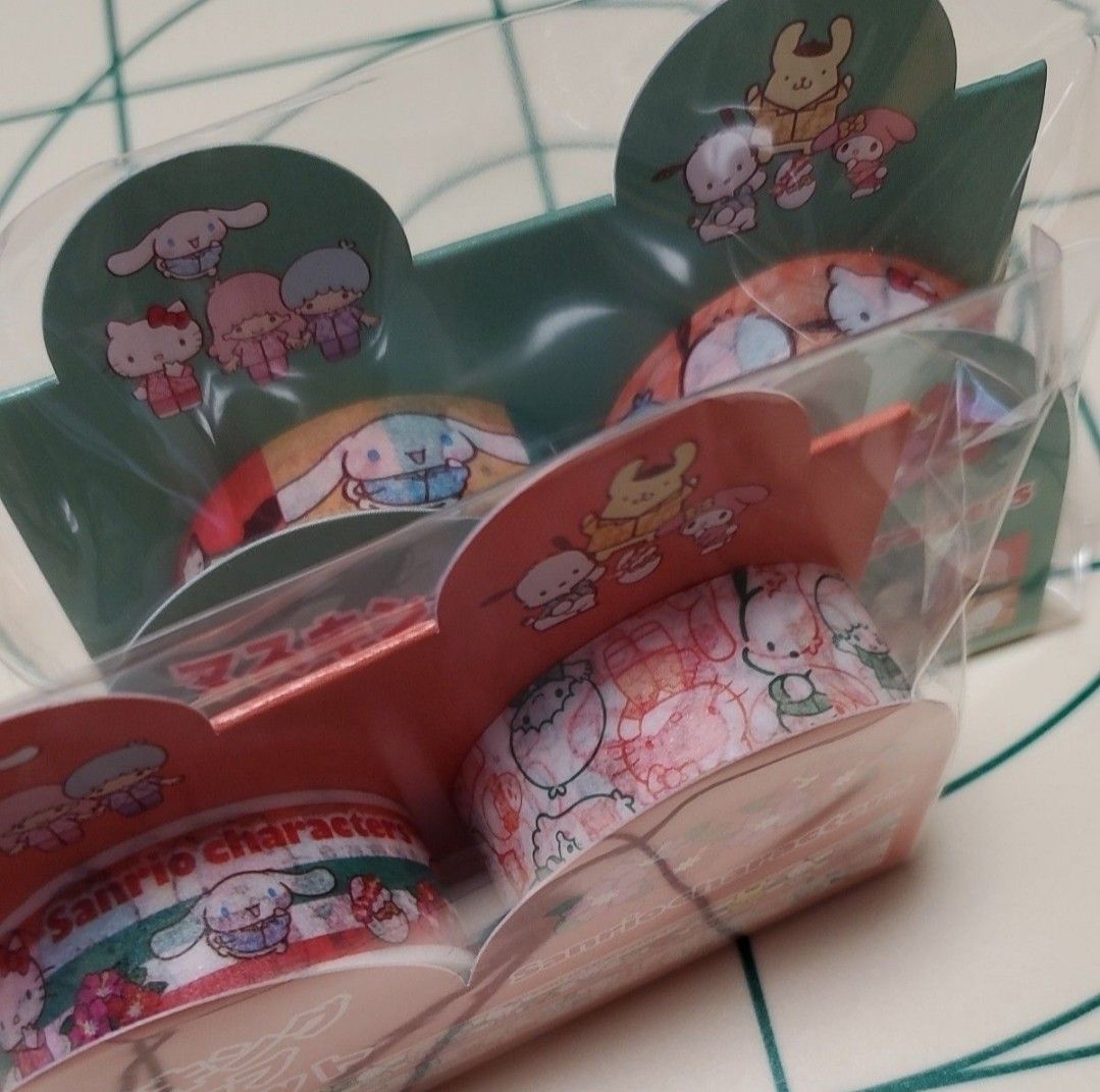 サンリオキャラクターズ マスキングテープ　計4個 キティ キキララ マイメロ プリン シナモン　ポチャッコぐでたま日本製 残り僅か