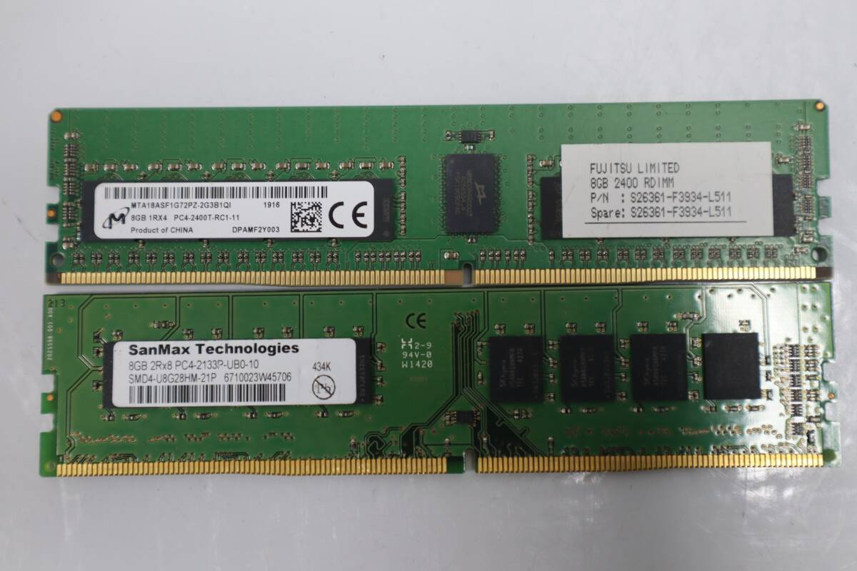 E7678 Y ( 8GB ×２枚 計16GB) MICRON 8GB 1RX4 PC4-2400T-RC1-11 & SanMax 8GB 2Rx8 PC4-2133P-UB0-10 ノートパソコン用メモリ_画像1