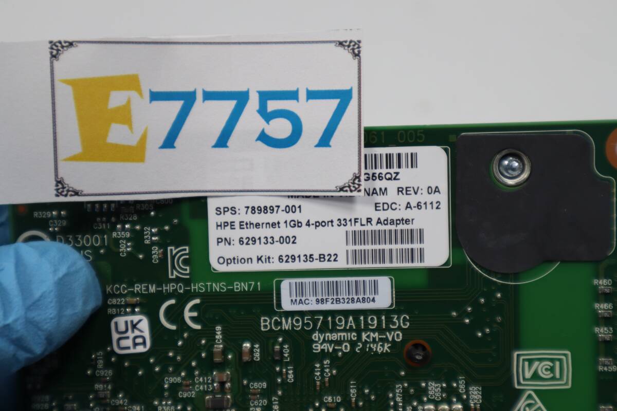 E7757(2) Y HP Ethernet 1Gb 4-port 331FLR Adapter HSTNS-BN71 789897-001 629135-B22 // HP ProLiant DL380 Gen8 taking out 