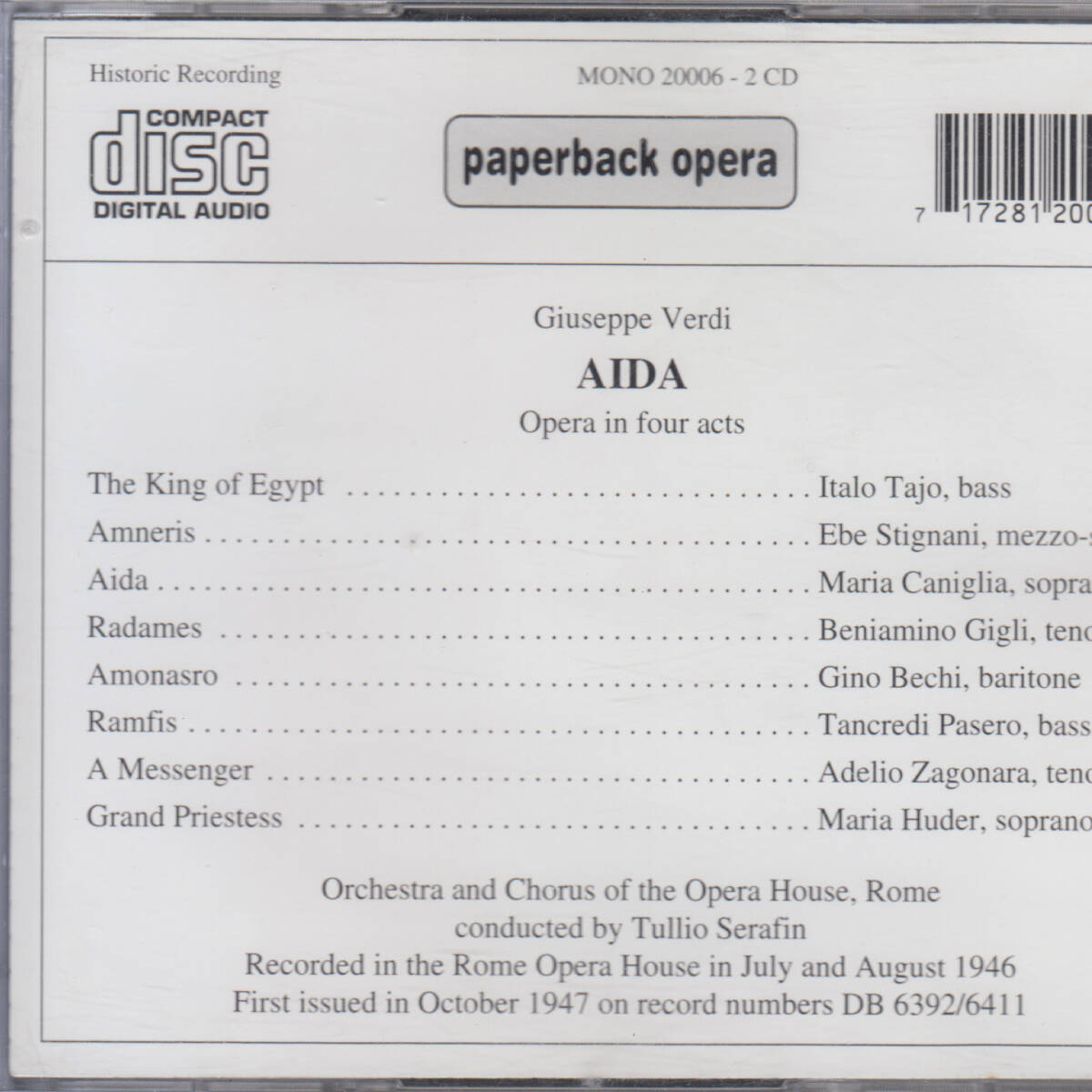 【大セール】セラフィン指揮ローマ国立歌劇場「アイーダ」全曲 '46 ベンアミーノ・ジーリ（テノール）：ラダメス　SP板起　Paperback Opera_画像5
