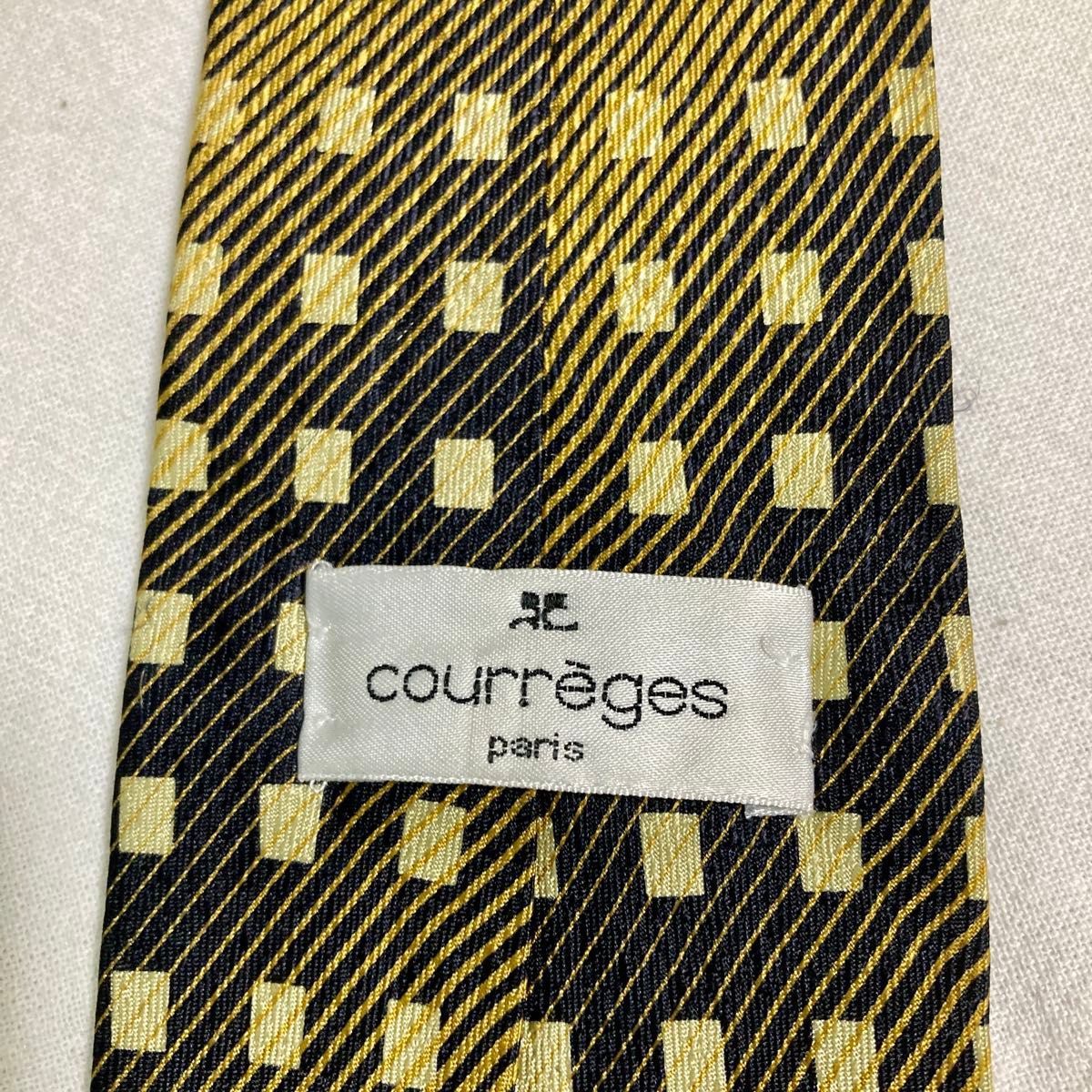 courreges paris クレージュ ネクタイ シルク 絹 メンズ 紳士 イタリア製 