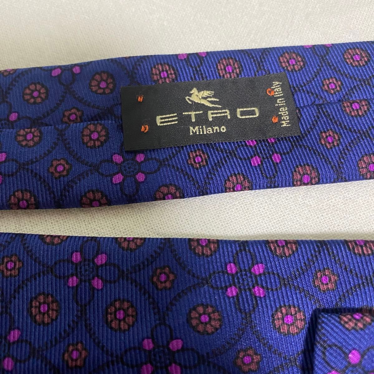 ETRO Milano エトロ メンズ 紳士 ネクタイ シルク イタリア製 ネイビー パープル