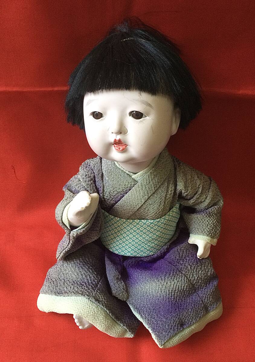 市松人形 男の子 高さ(約)20cm 昭和初期 中古美品_画像1